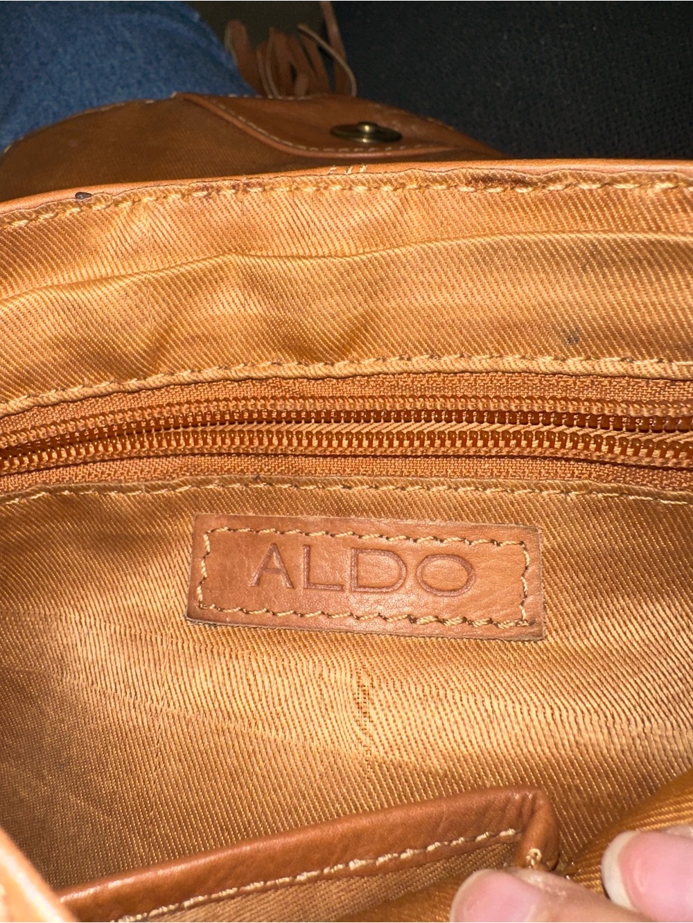 Aldo Tan Leather Mini Crossbody with Tassel and Studs - Picture 4 of 8